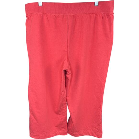 Denim & Co. Active French Terry Wide Leg Crop Pant Deep Papaya Large PETITEd - Picture 4 of 12